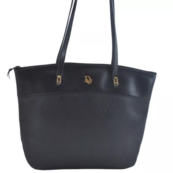 Dior Handbags - Authentic Christian Dior Honeycomb Shoulder Tote Bag PVC Leather Black